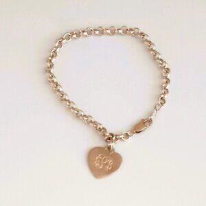 JC 925 Heart Link Chain Bracelet 6" Sterling Silver Jewelry with Engraved JBP